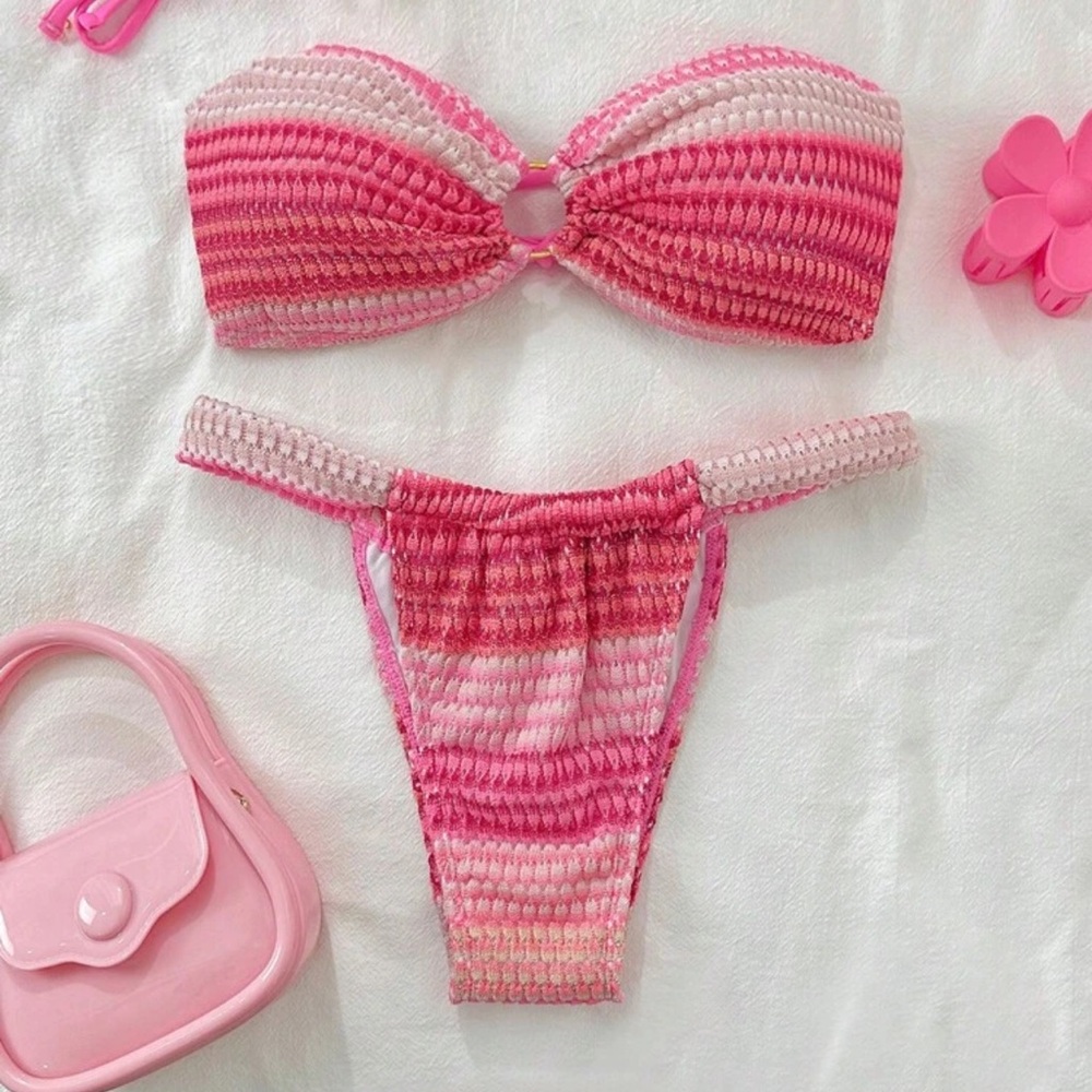 Pink White & Gold Bikini Set
